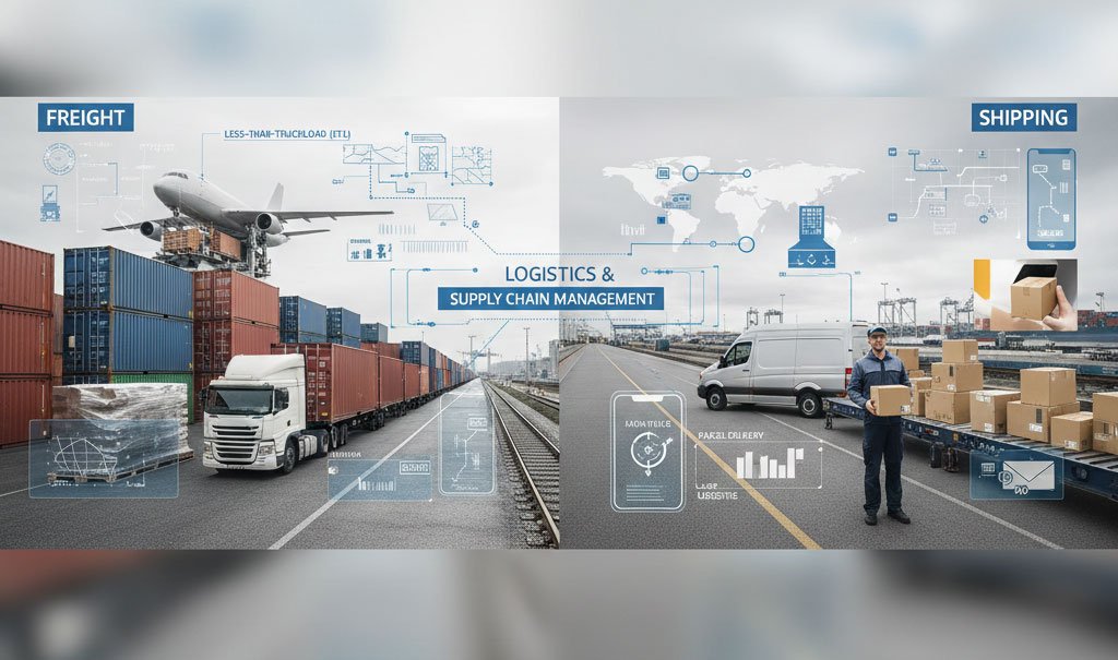 Difference between freight and shipping in modern logistics and transportation