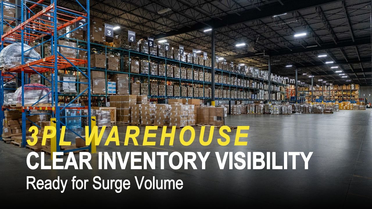 QRC Logistics 3PL warehouse racking with clear inventory visibility, showing accuracy in a 3PL warehouse ready for surge volume