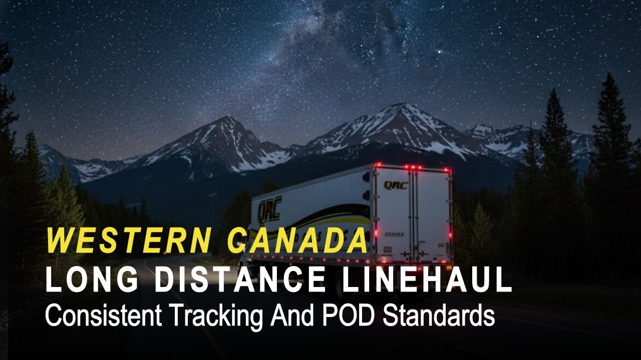 QRC Logistics long distance linehaul operating in Western Canada as part of a coast to coast network expansion with consistent tracking and proof of delivery standards